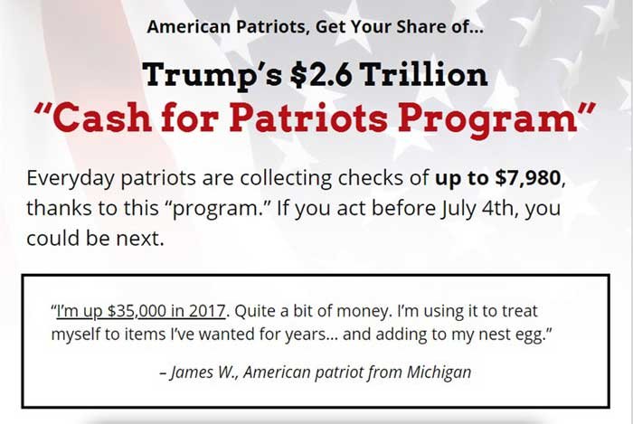 Cash-for-patriots-program-Misleading-Information