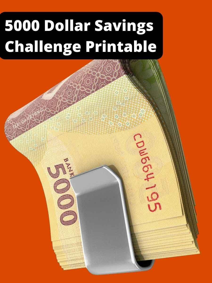 5000 Dollar Savings Challenge PDF Printable
